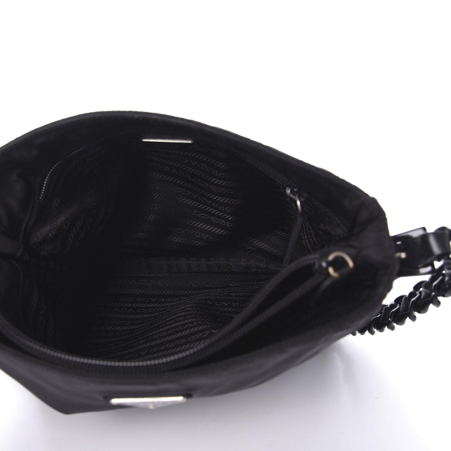 Tessuto Nylon Chain Shoulder Bag Black