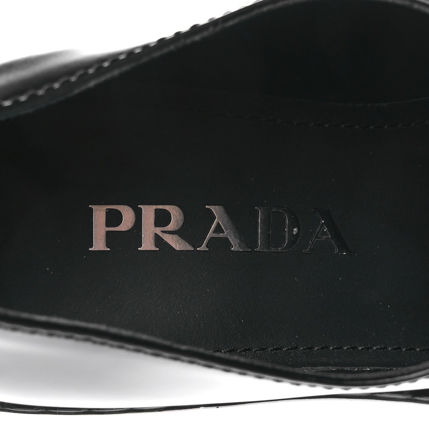 Prada Spazzolato Metal Triangle Logo 50mm Loafers 37 Black 7 of 8
