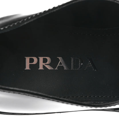 Prada Spazzolato Metal Triangle Logo 50mm Loafers 37 Black 7 of 8
