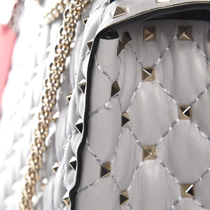 Valentino Garavani Nappa Large Rockstud Spike Shoulder Bag Pastel Grey 9 of 9