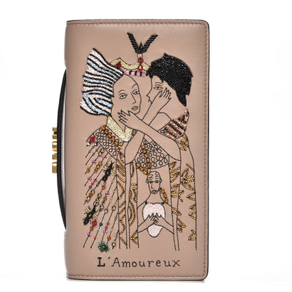 Christian Dior Lambskin Embroidered L'amoureux Tarot Pouch Clutch Vieux Rose 1 of 8