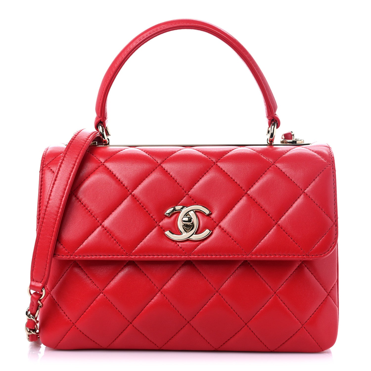 Chanel Lambskin Quilted Small Trendy CC Flap Dual Handle Bag Red 1 of 8