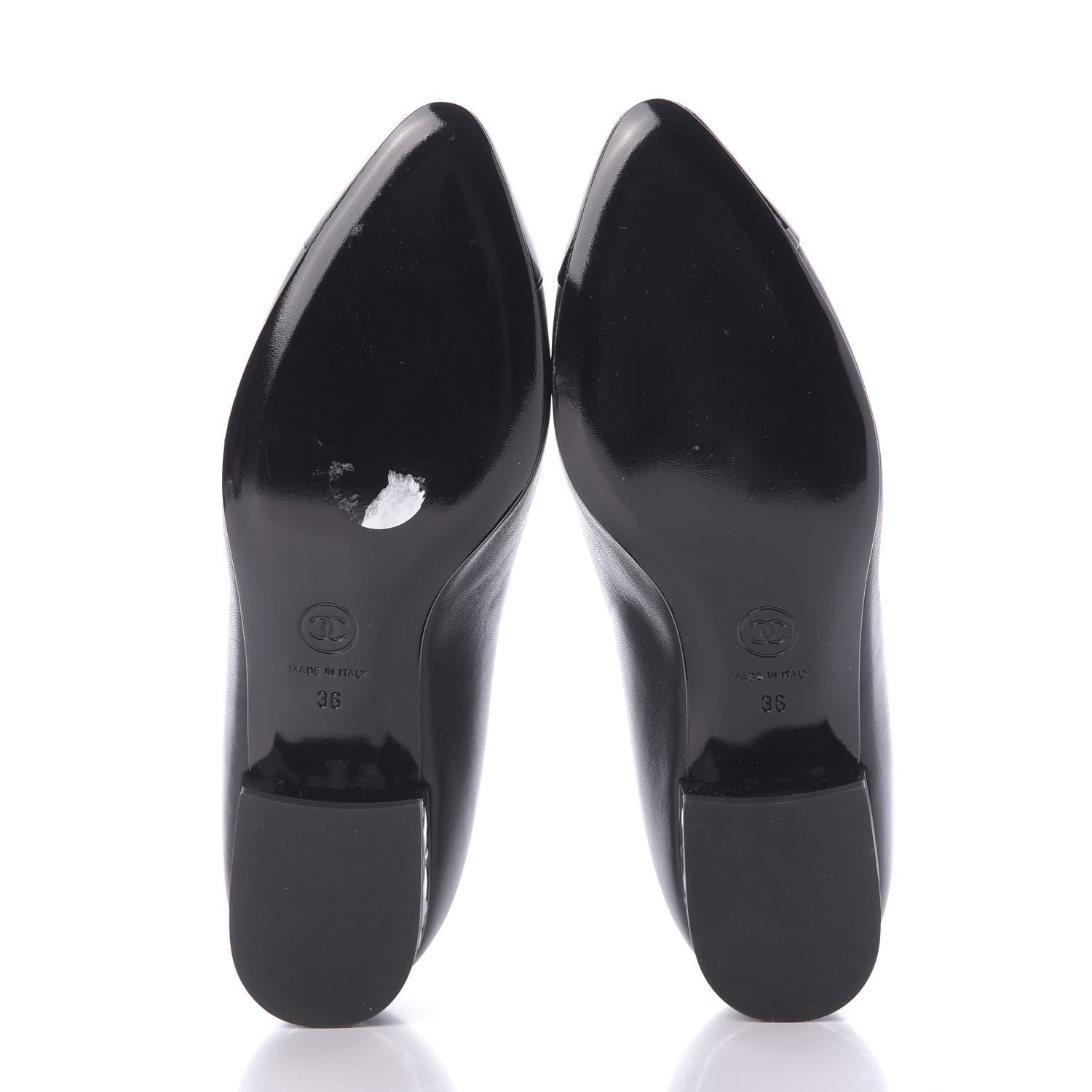 Chanel Lambskin Patent CC Cap Toe Mocassin Loafer 36 Black 5 of 10