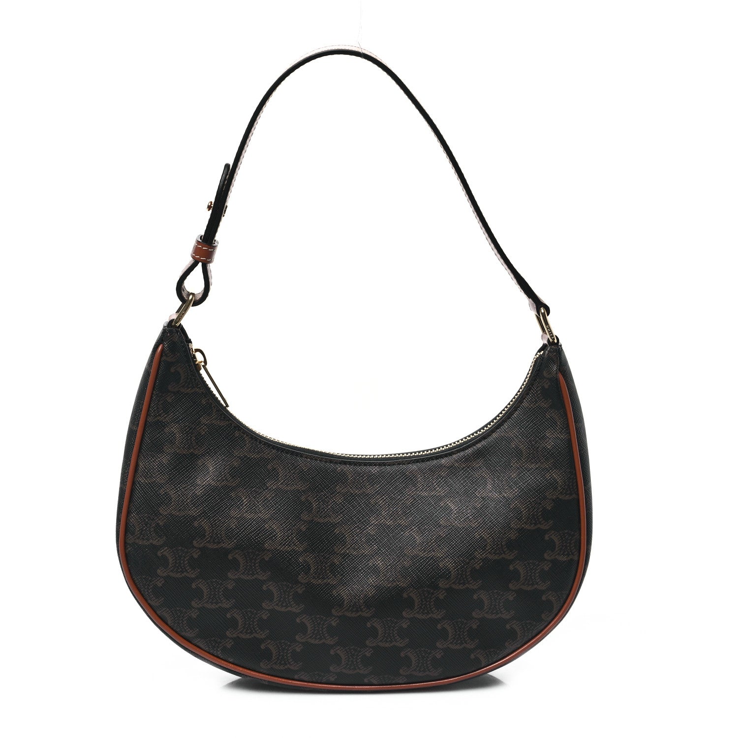 Celine Triomphe Canvas Calfskin Ava Shoulder Bag Tan 1 of 11
