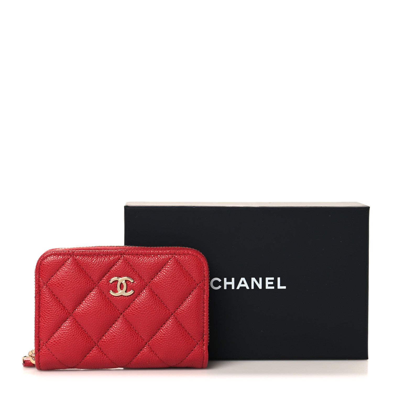 Chanel Caviar Quilted Zip Coin Purse Red 8 of 8