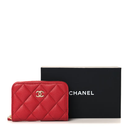 Chanel Caviar Quilted Zip Coin Purse Red 8 of 8