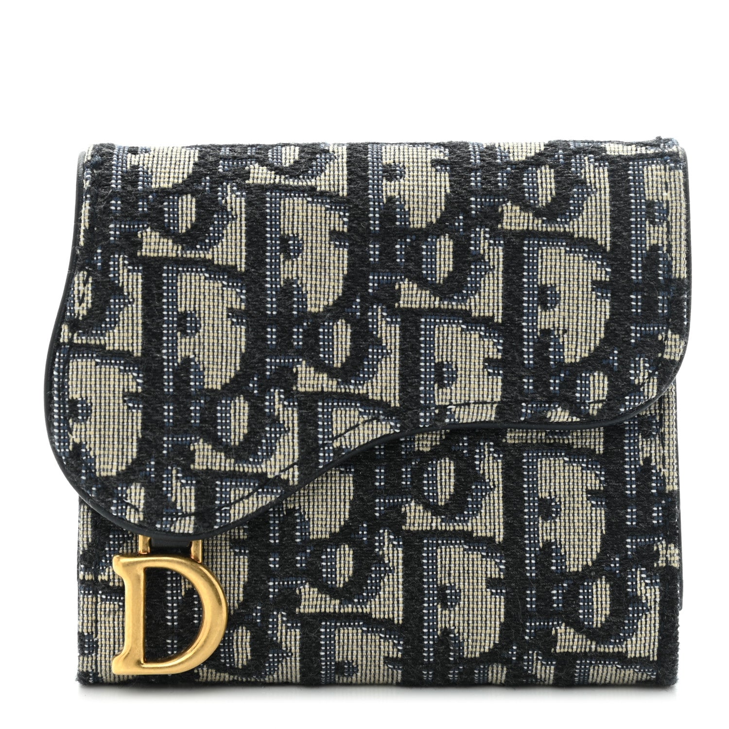 Christian Dior Oblique Saddle Lotus Wallet Blue 1 of 7