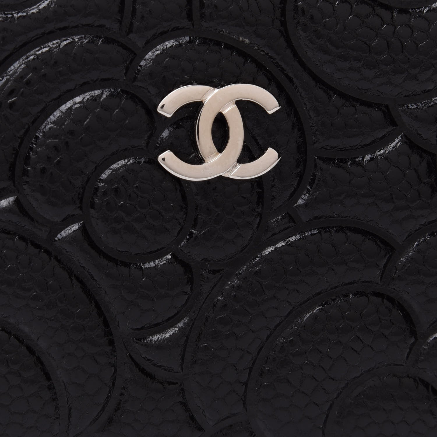 Chanel Caviar Camellia Embossed Key Holder Case Black 8 of 9