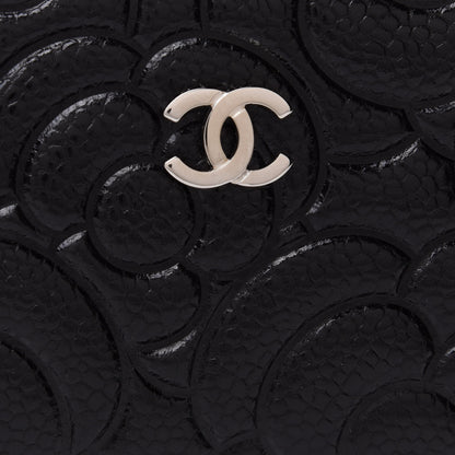 Chanel Caviar Camellia Embossed Key Holder Case Black 8 of 9