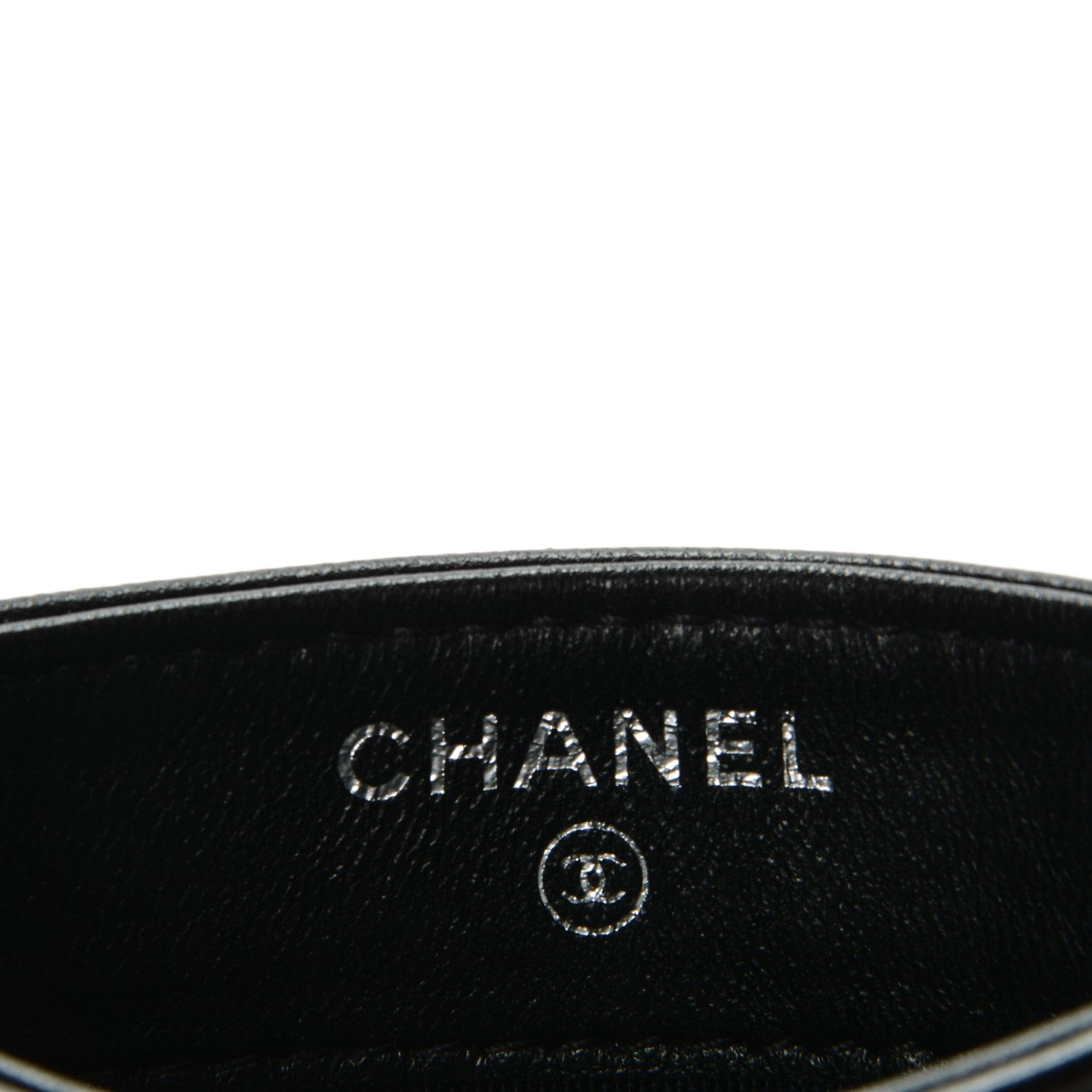 Chanel Lambskin Camellia Embossed Card Holder Black White 5 of 8