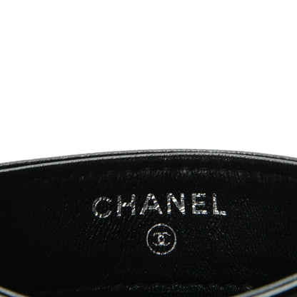 Chanel Lambskin Camellia Embossed Card Holder Black White 5 of 8