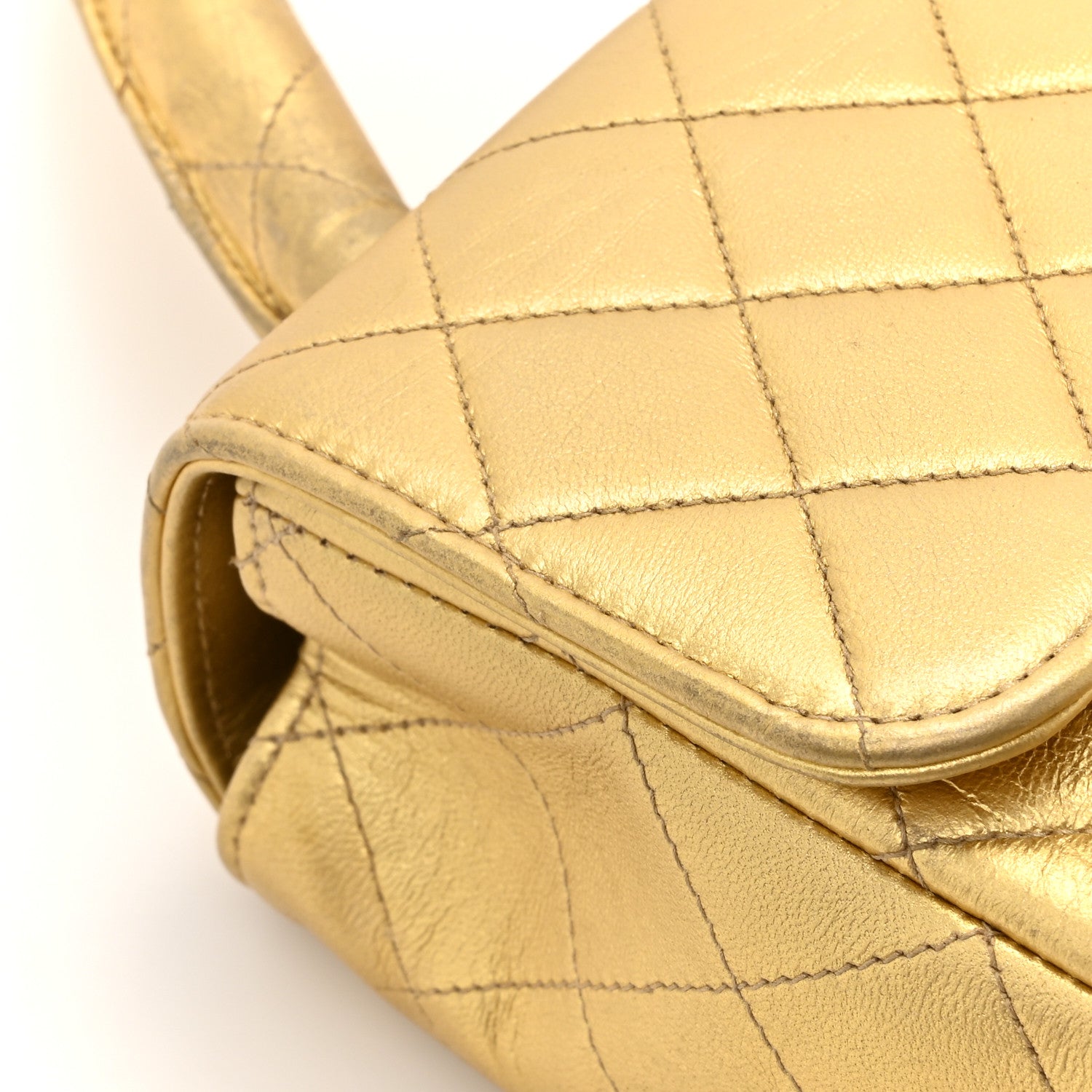 Chanel Metallic Lambskin Quilted Parent Child Kelly Flap Gold 27 of 29