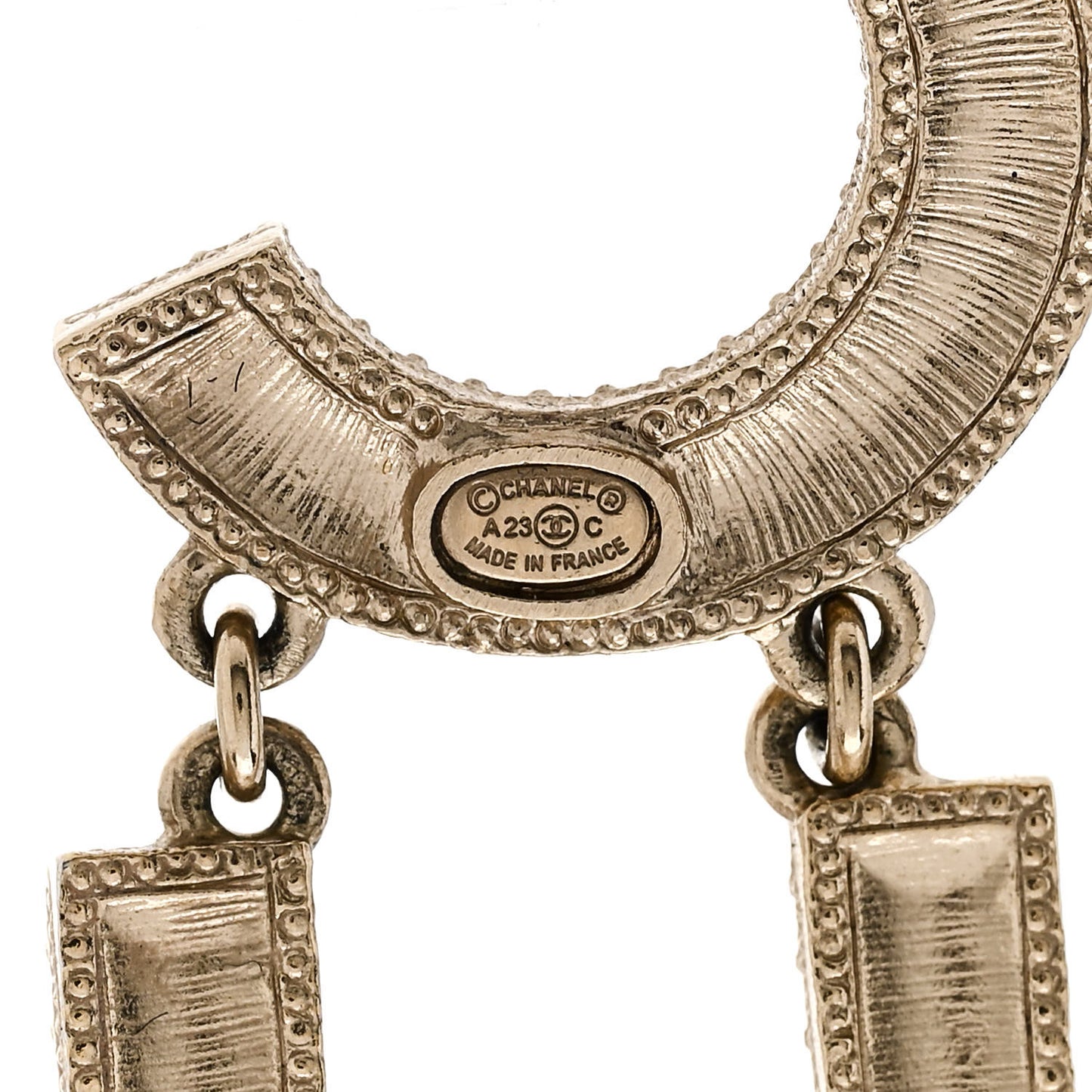 Metal Crystal Rainbow Cha-Nel Logo Drop Earrings Multicolor Gold