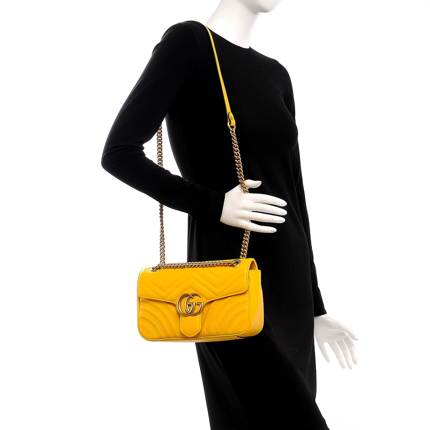 Calfskin Matelasse Small GG Marmont Shoulder Bag Stone Topaz