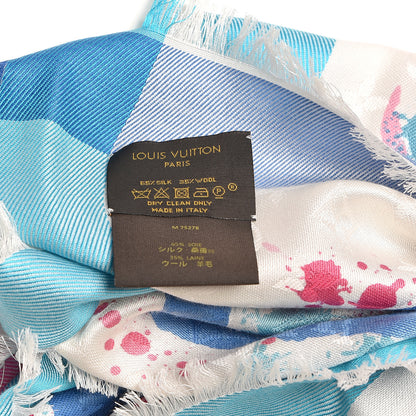 Louis Vuitton Wool Silk Monogram Mr. A Shawl Pink Blue 4 of 4