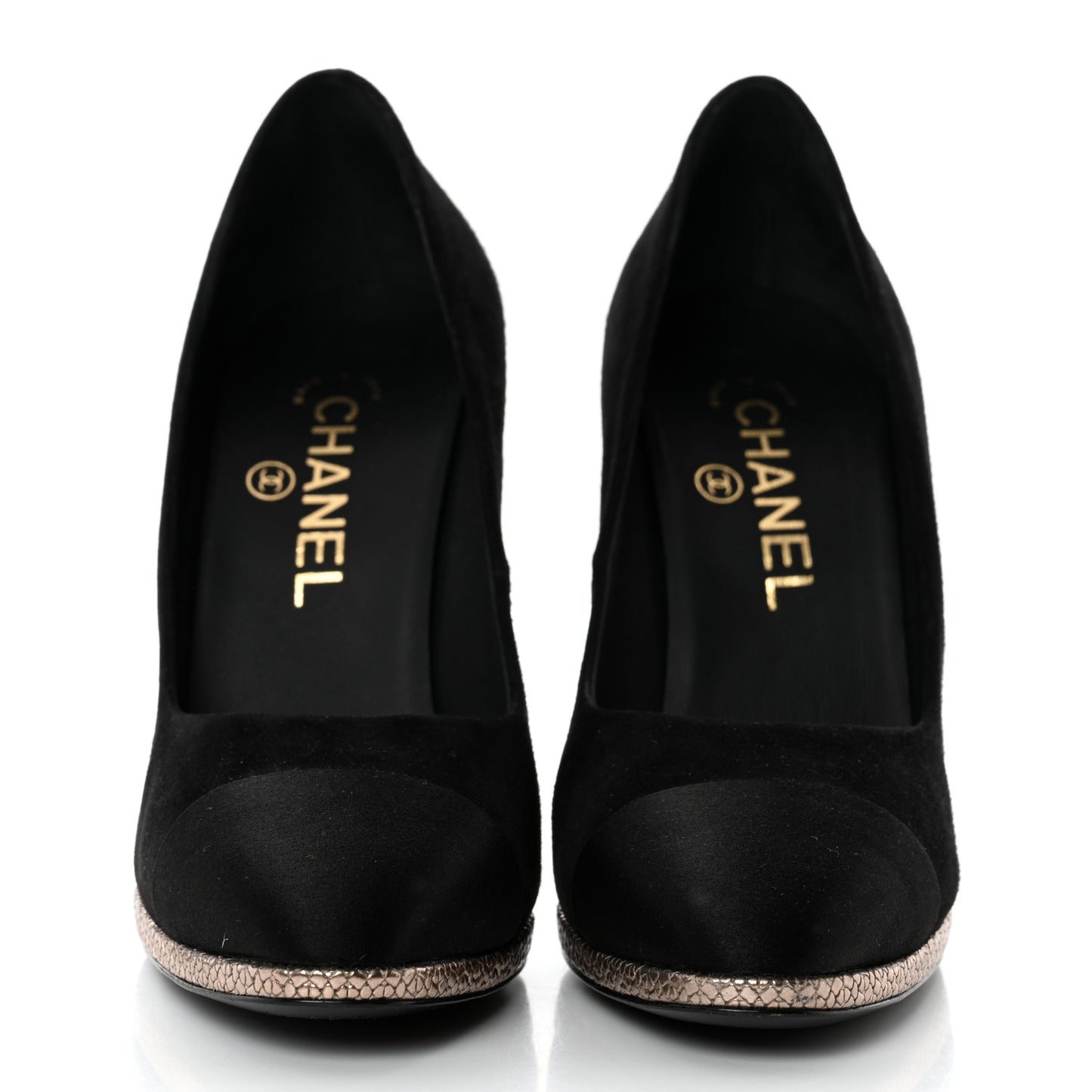 Suede Calfskin Satin Cap Toe CC Pumps 37 Black