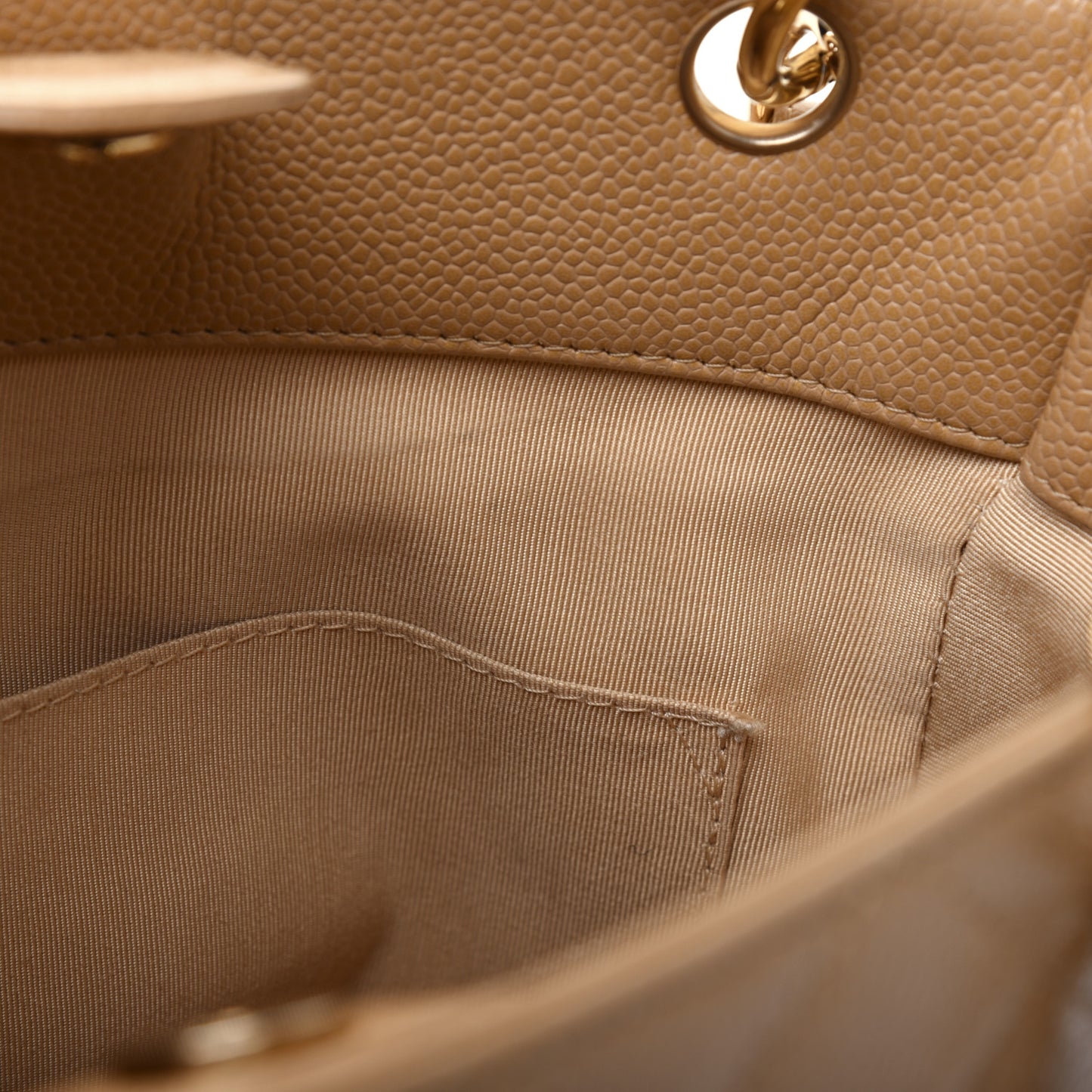 Caviar Quilted Petit Shopping Tote PST Dark Beige