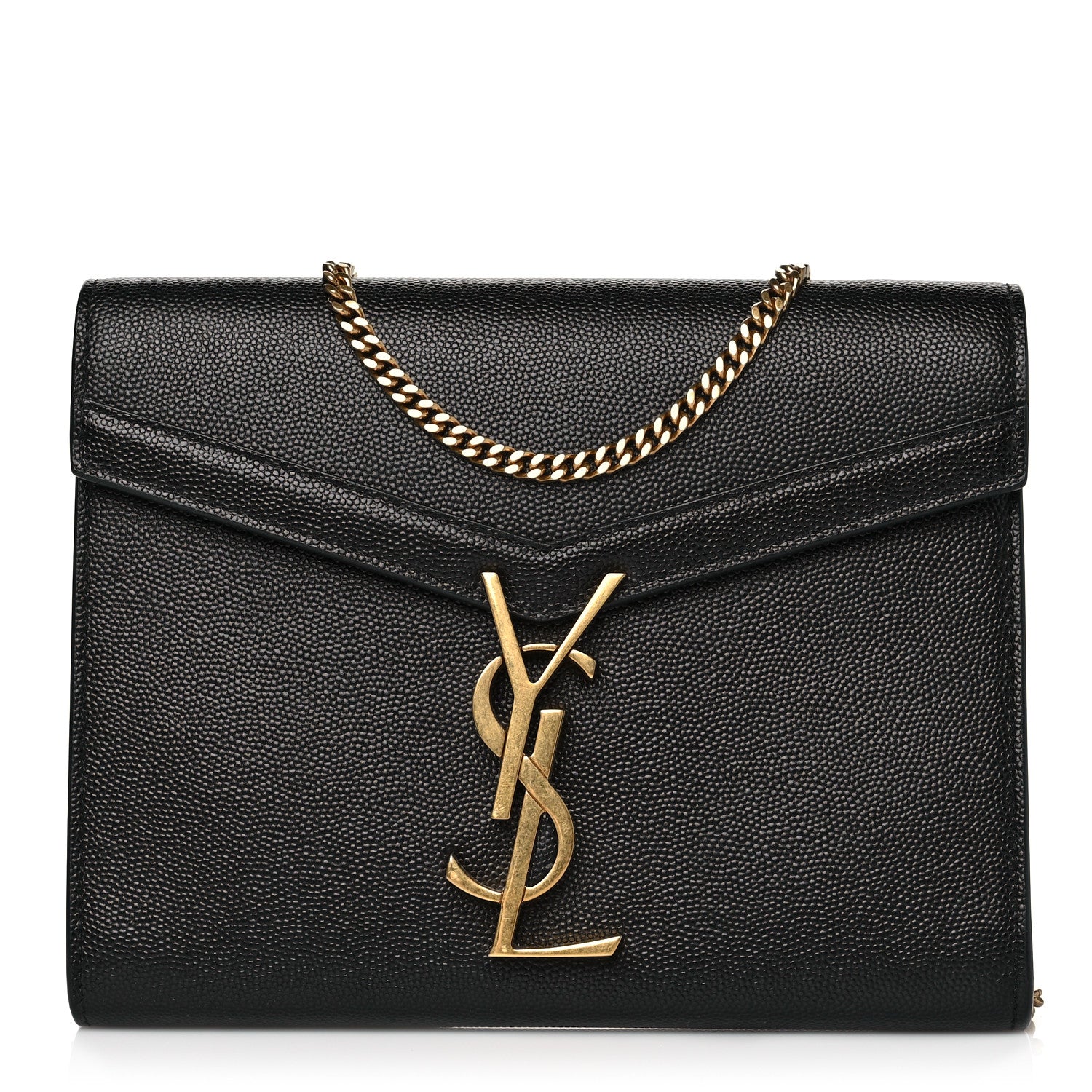 Saint Laurent Grain De Poudre Monogram Cassandra Chain Wallet Black 1 of 10