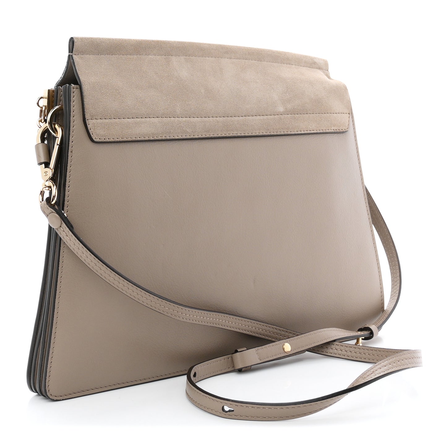 Calfskin Suede Medium Faye Shoulder Bag Motty Grey