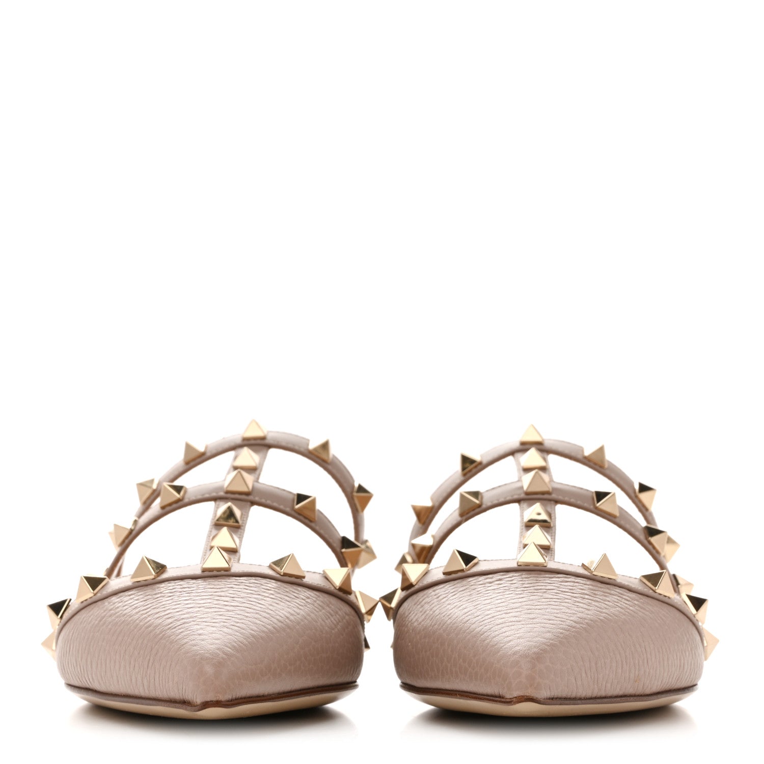Valentino Garavani Pebbled Calfskin Rockstud Flat Cage Mules 36.5