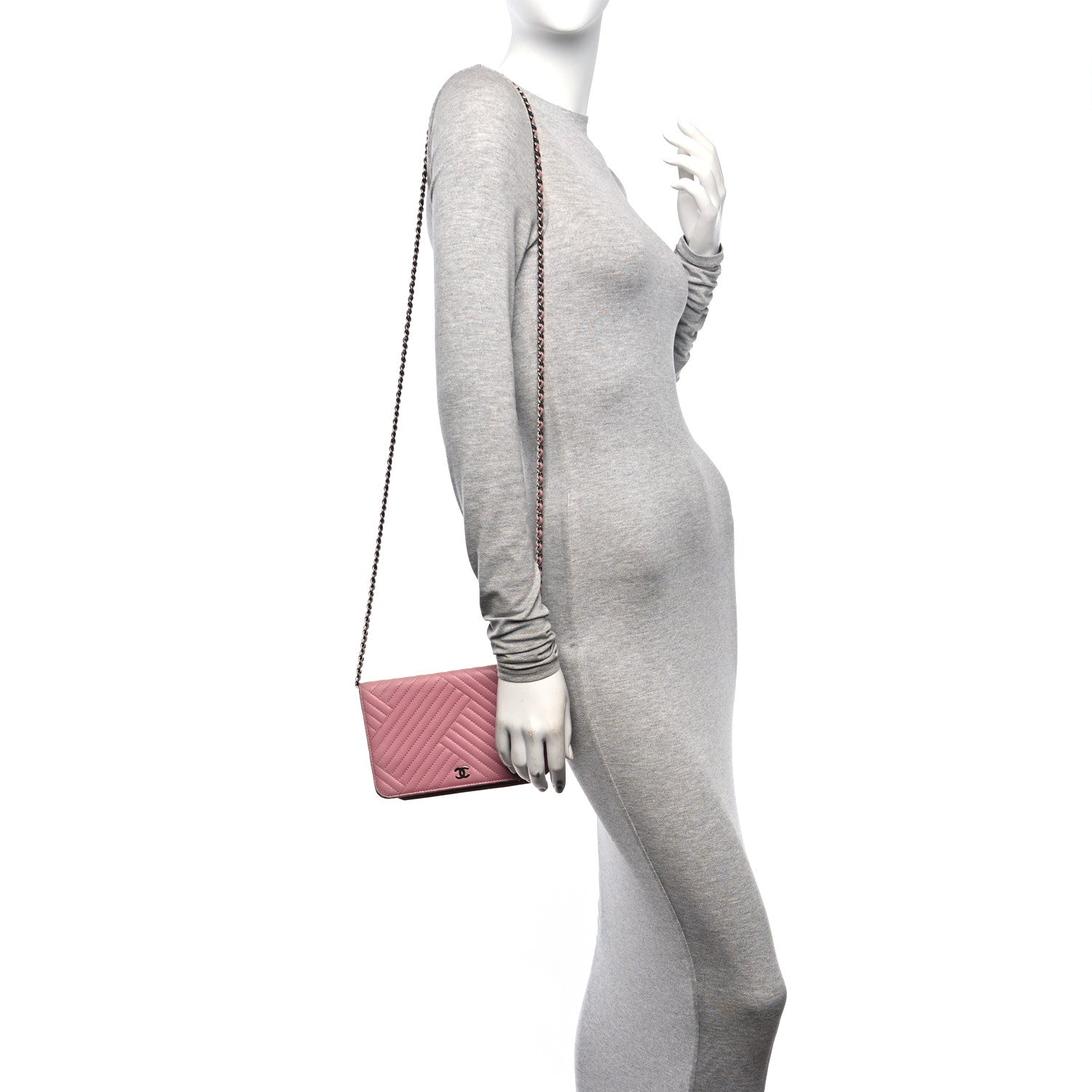 Chanel Lambskin Quilted CC Crossing Wallet On Chain WOC Pink 2 of 20