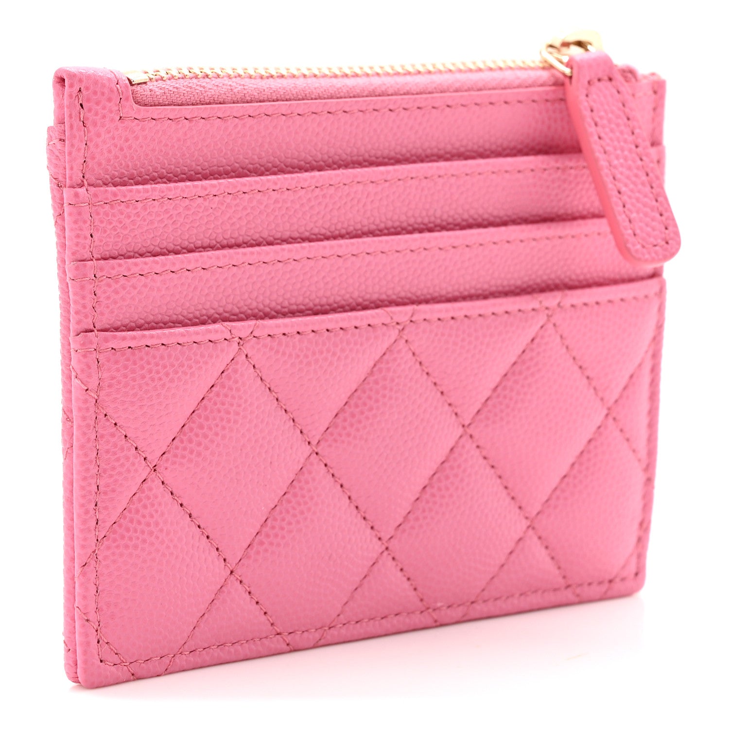 Chanel Caviar Quilted CC Zip Card Holder Pink 3 of 8