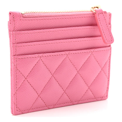 Chanel Caviar Quilted CC Zip Card Holder Pink 3 of 8