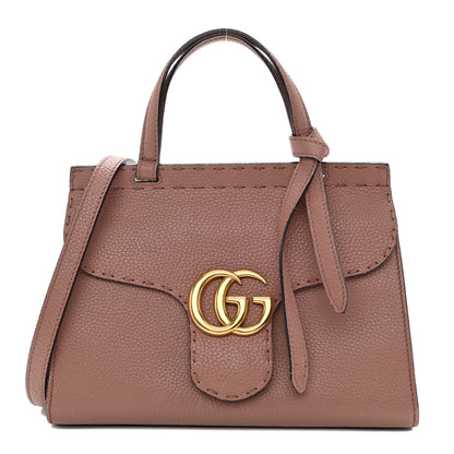 Gucci Calfskin Mini GG Marmont Top Handle Bag Rosy Phard 1 of 10