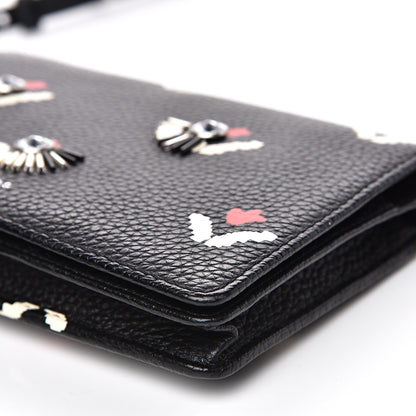 Marc Jacobs Grained Calfskin Embellished Tulip Print Wallet Crossbody Black Multicolor 8 of 12