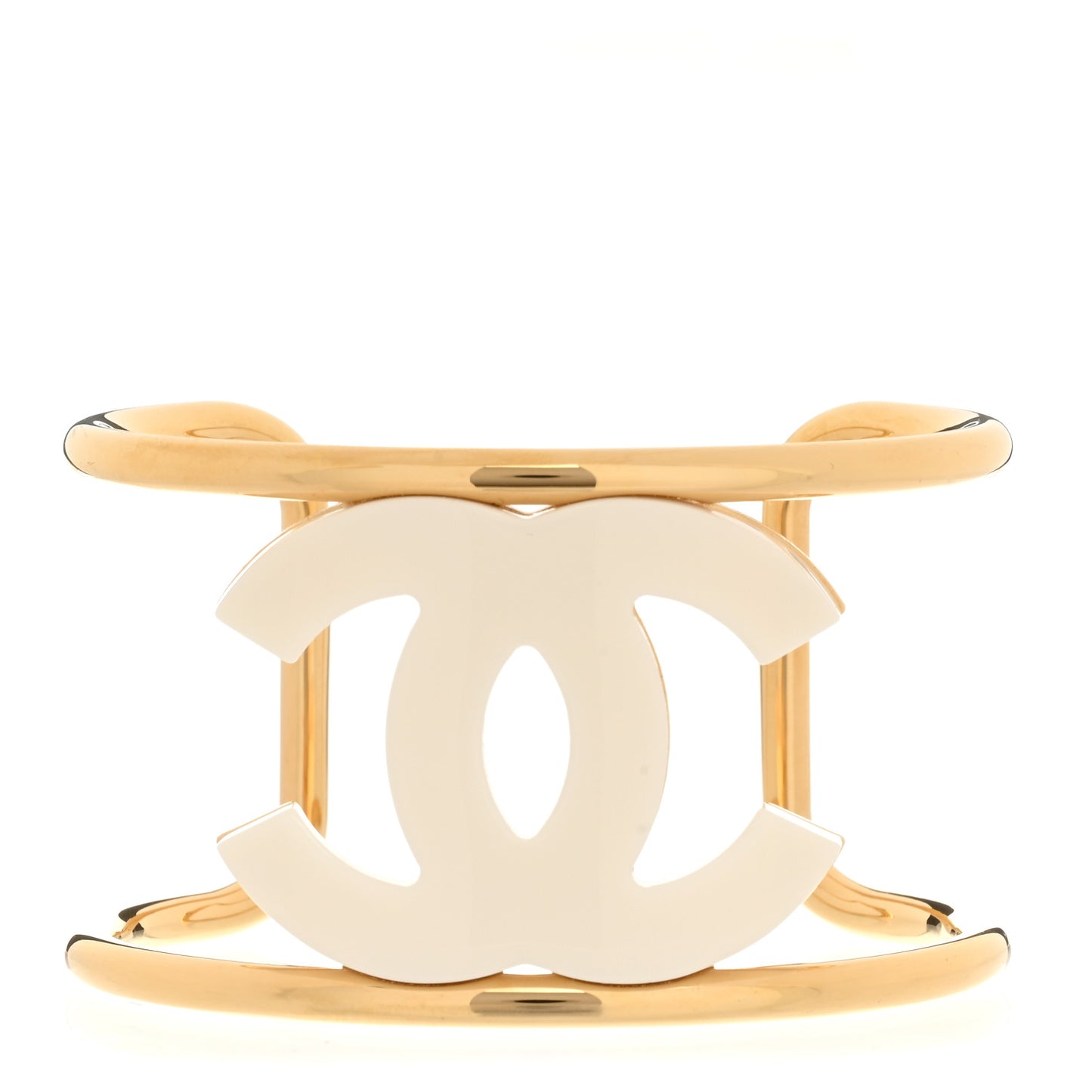 Metal Resin CC Cuff Gold White