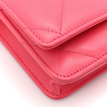 Chanel Lambskin Quilted Chanel 19 Wallet On Chain WOC Dark Pink 12 of 15