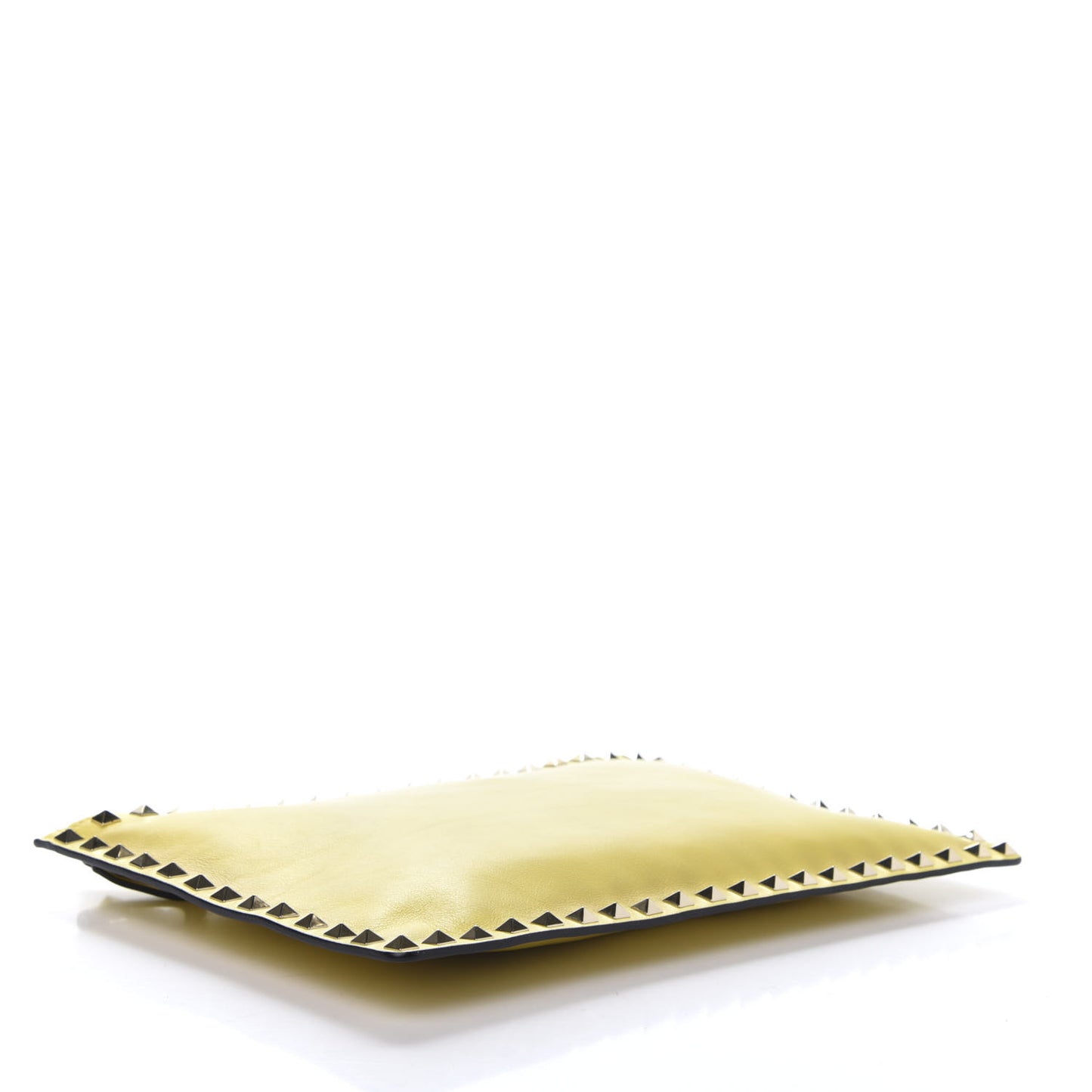Vitello Large Rockstud Zip Pouch Yellow