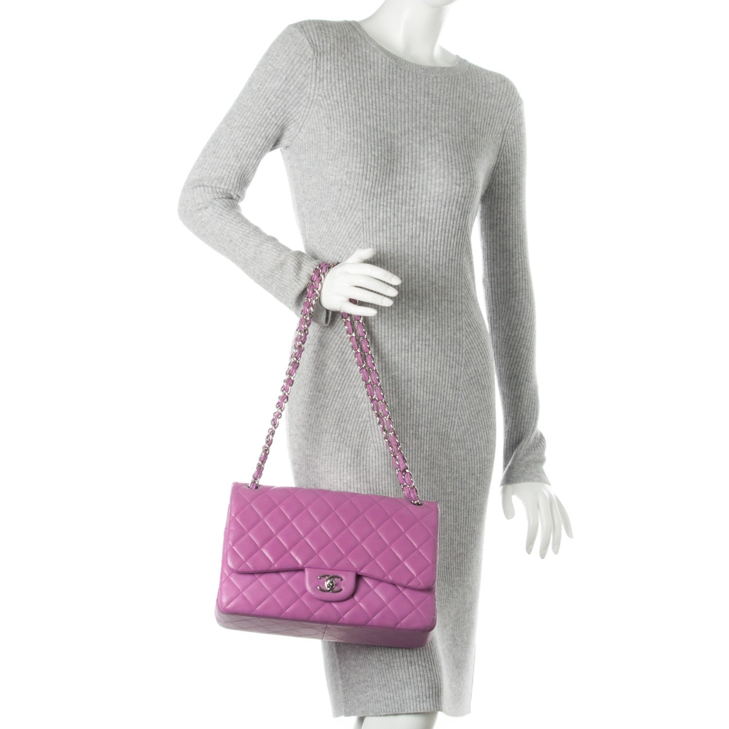 Chanel Lambskin Quilted Jumbo Double Flap Light Purple 2 of 10