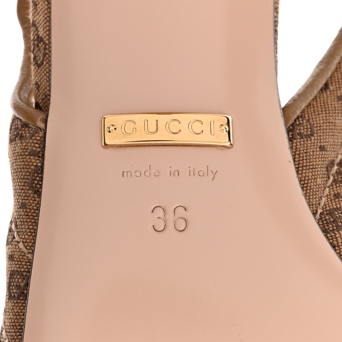 Monogram GG Mignon Nappa Chevron Matelasse Double G 75mm Slingback Pumps 36 Dusty Brown