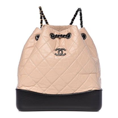 Chanel Aged Calfskin Quilted Small Gabrielle Backpack Beige Black 1 of 10