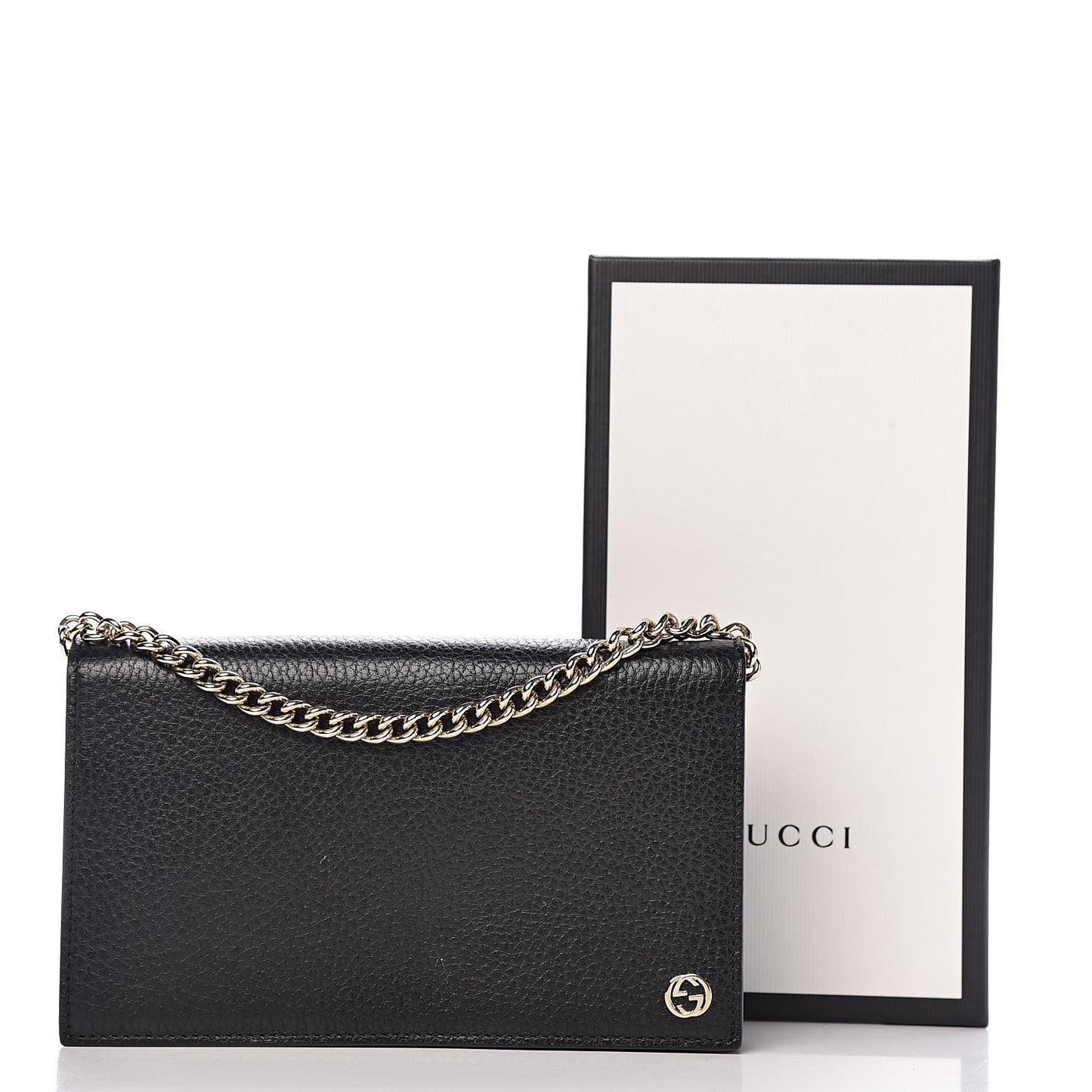 Dollar Calfskin Medium Betty Chain Wallet Black