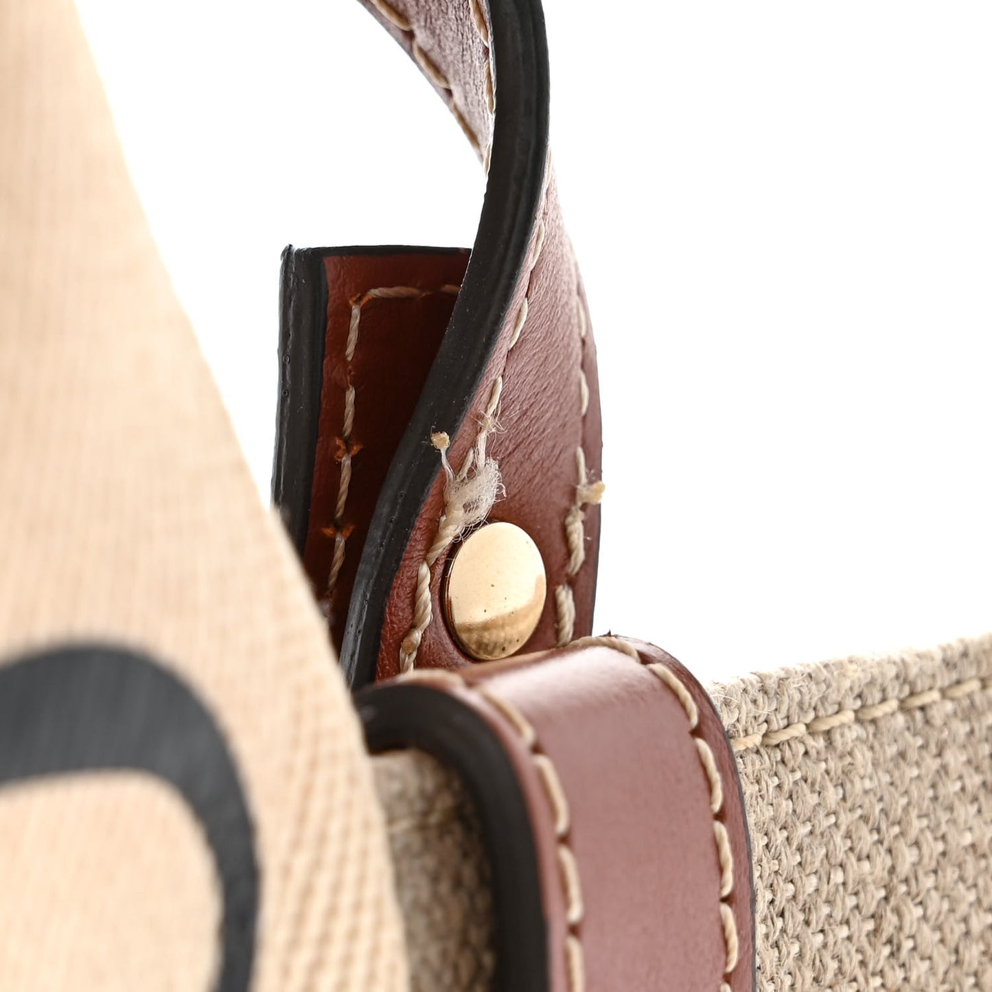 Linen Calfskin Small Woody Ribbon Tote With Strap White Brown