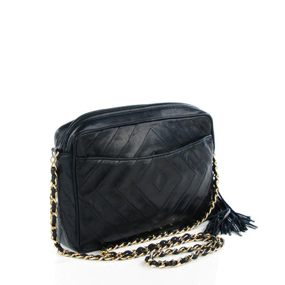Chanel Lambskin Chevron Camera Case Navy 3 of 8