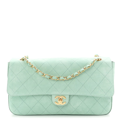Chanel Suede Calfskin Small Souplissimo Maxi Flap Green 1 of 11