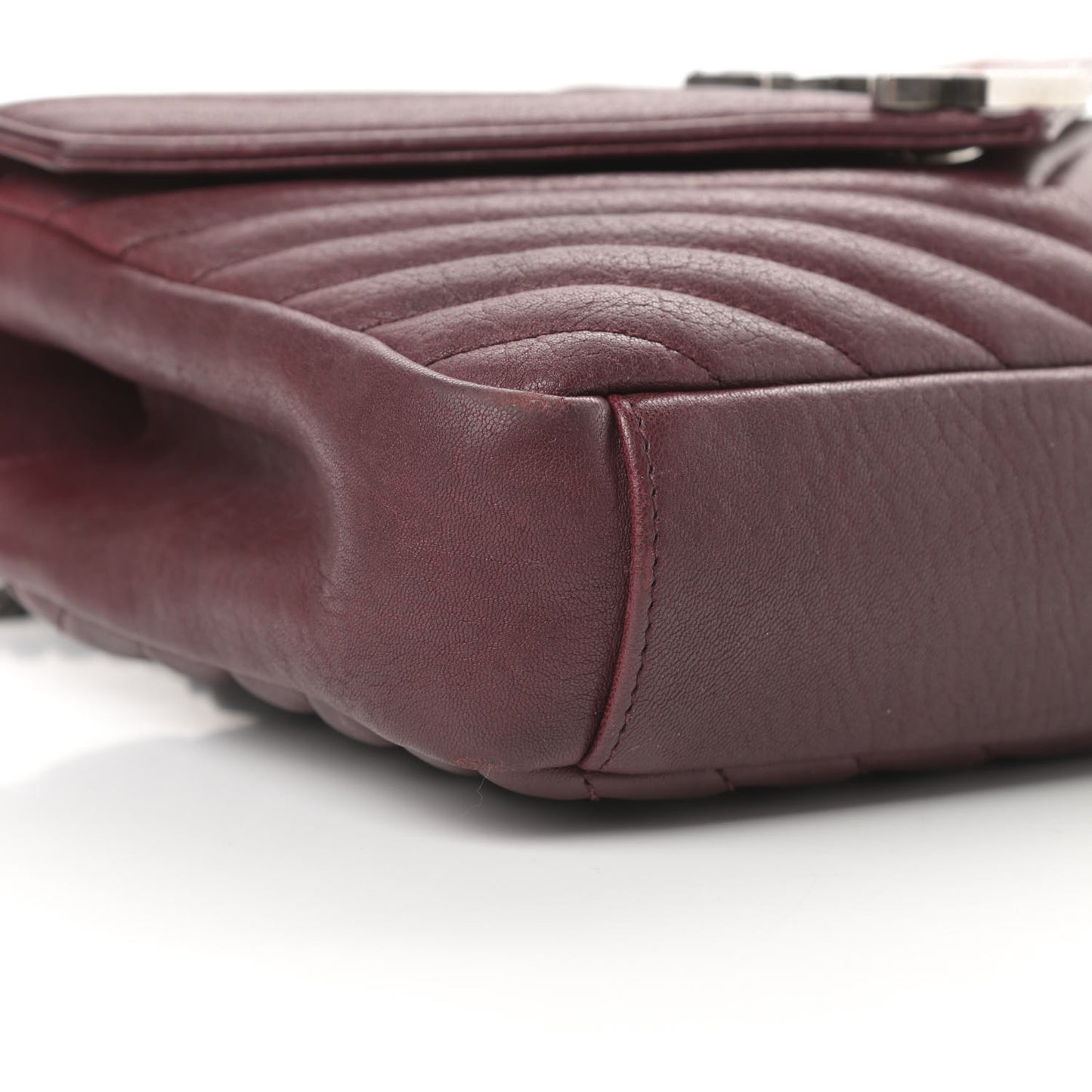 Sheepskin Matelasse Chevron Monogram Medium College Bag Rouge Legion