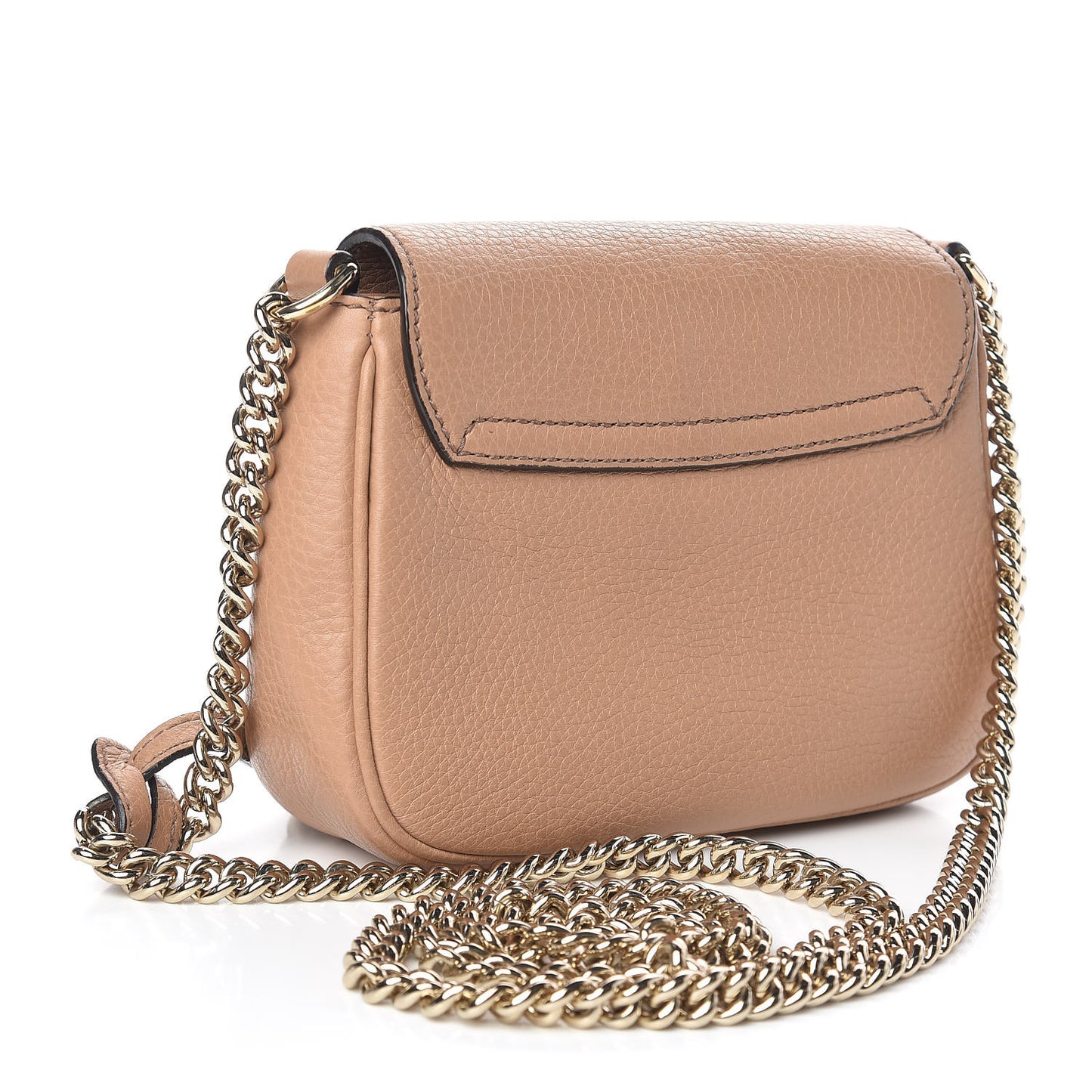 Pebbled Calfskin Small Soho Flap Crossbody Camelia