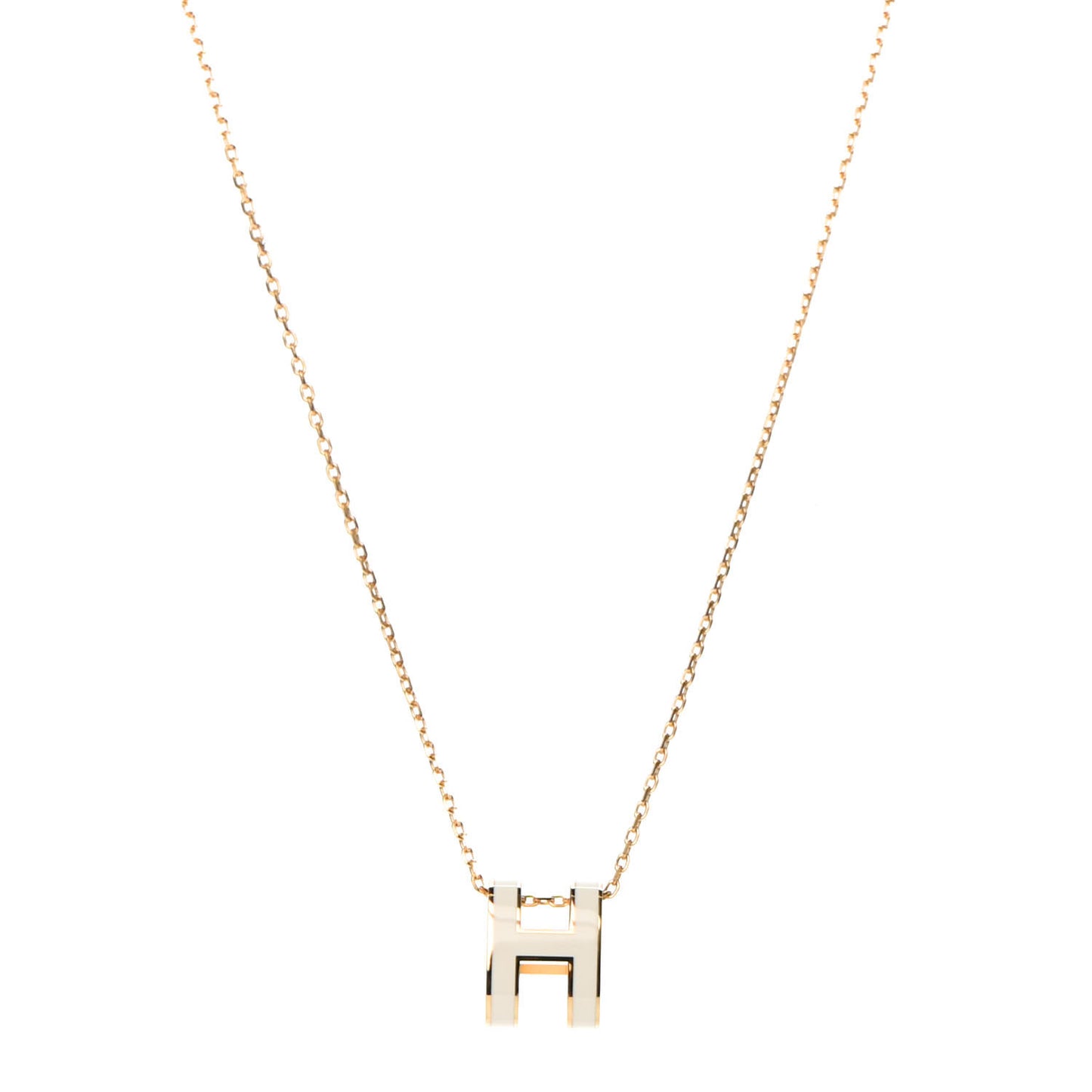Lacquered Gold Pop H Pendant Necklace White
