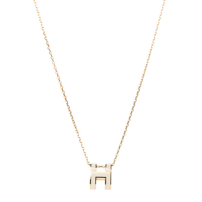 Hermes Lacquered Gold Pop H Pendant Necklace White 1 of 4