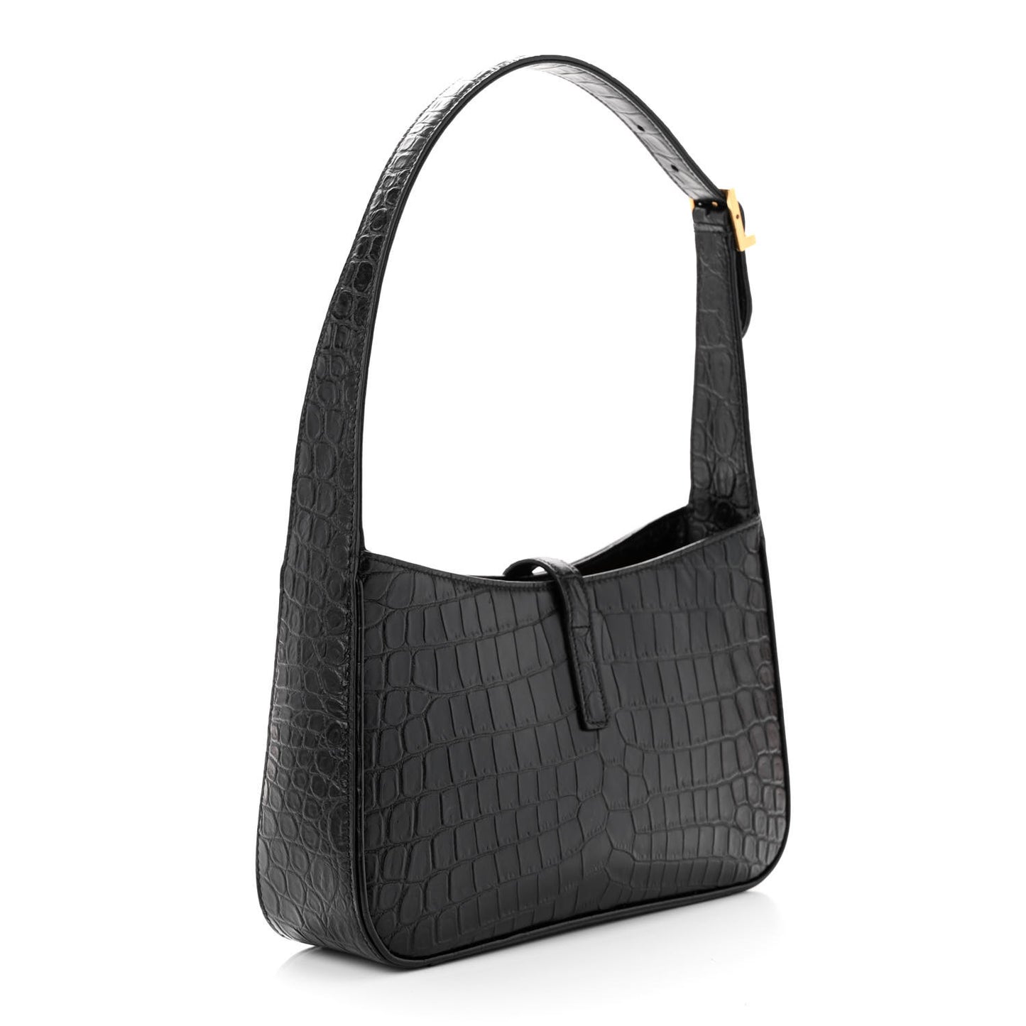 Calfskin Crocodile Embossed LE 5 A 7 Hobo Black