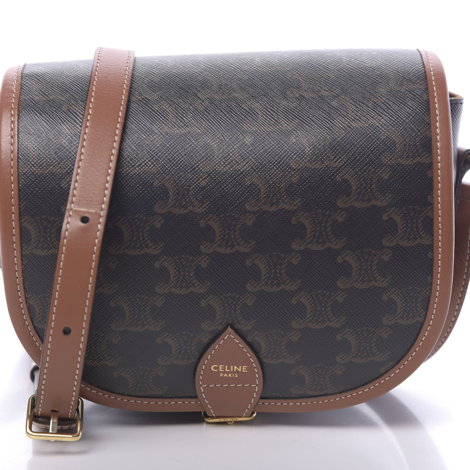 Celine Triomphe Canvas Medium Folco Bag Tan 10 of 10