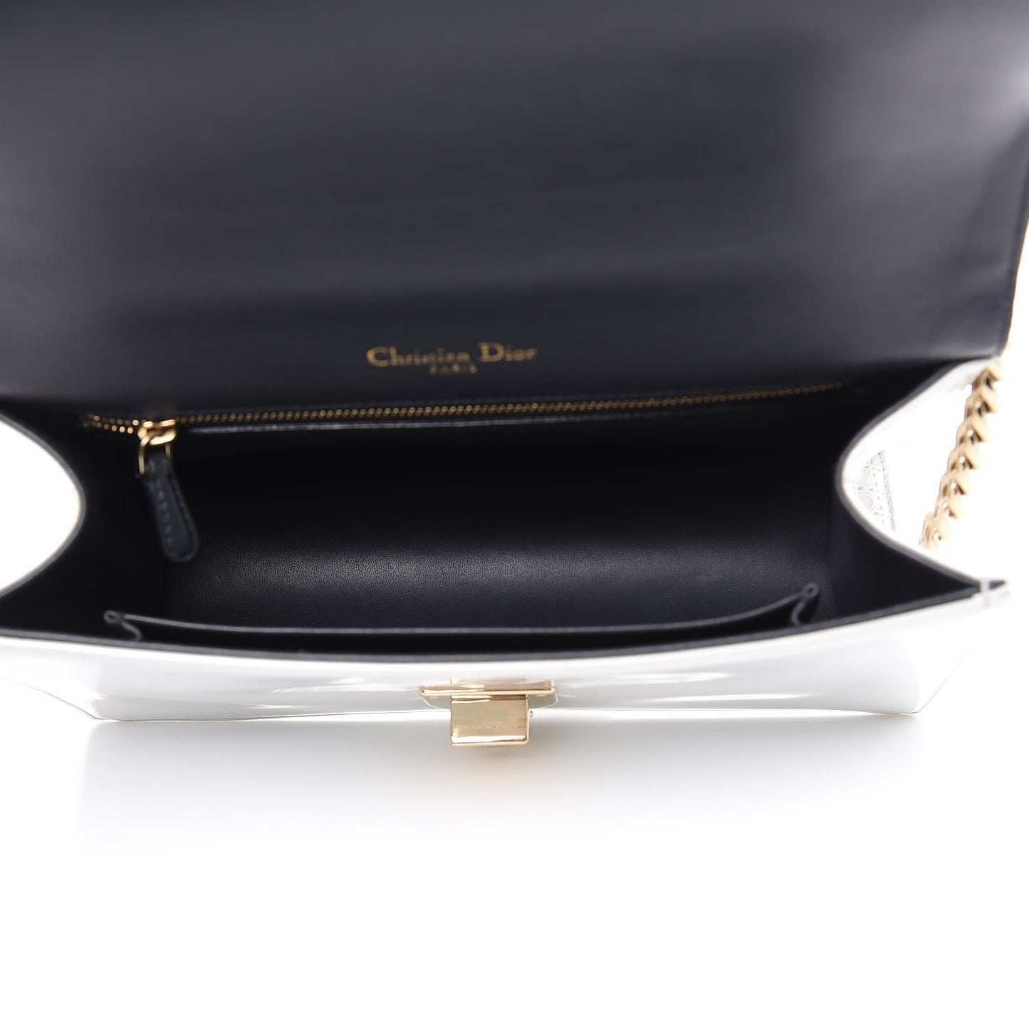 Patent Micro-Cannage Medium Diorama Flap Bag White