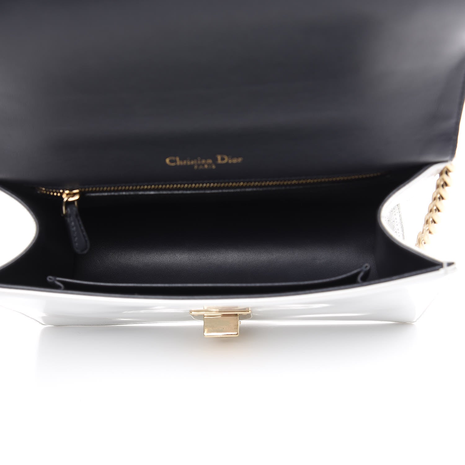 Christian Dior Patent Micro-Cannage Medium Diorama Flap Bag White 5 of 14