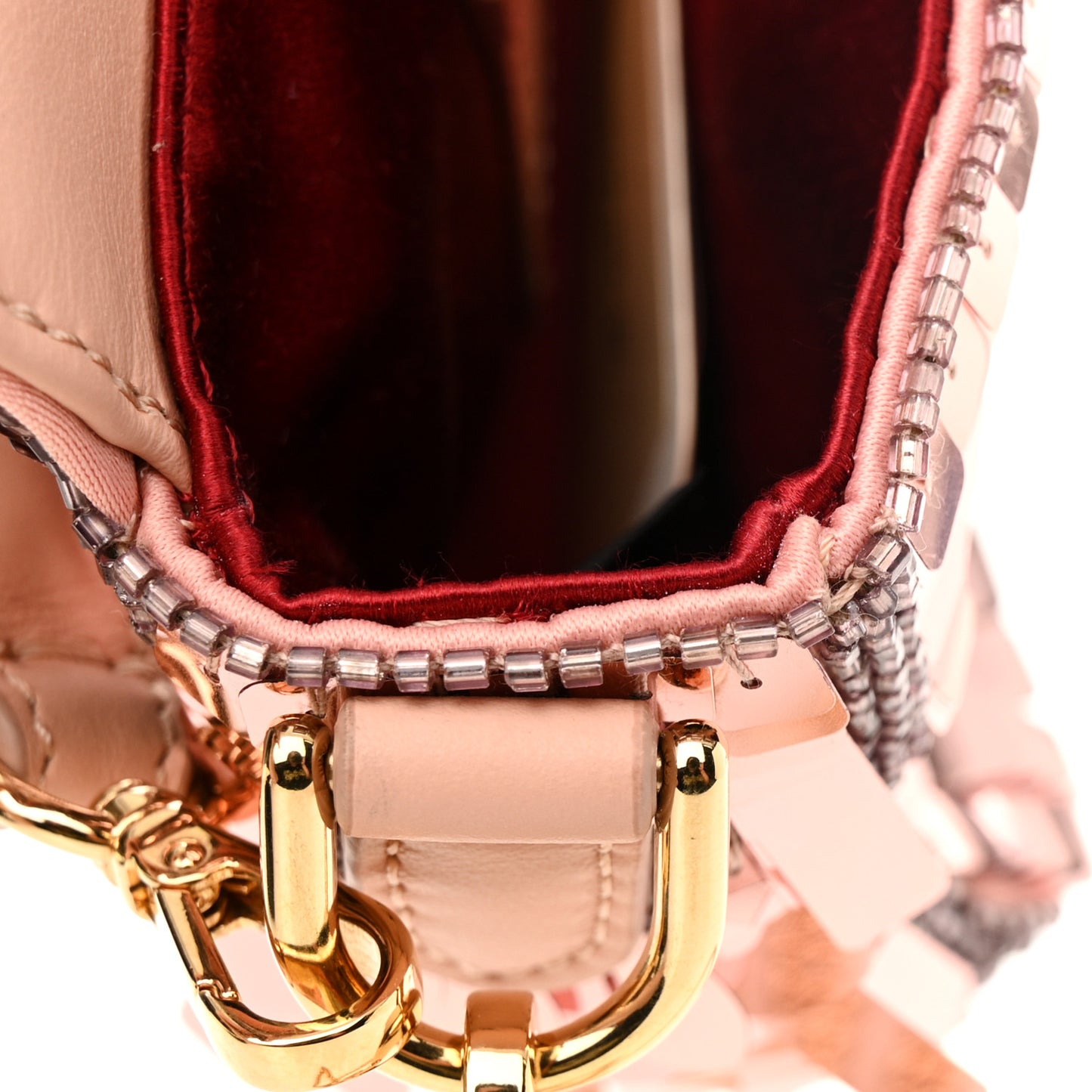 Sequin Paillettes Vitello Grace Sex and the City Mini Baguette Baby Pink