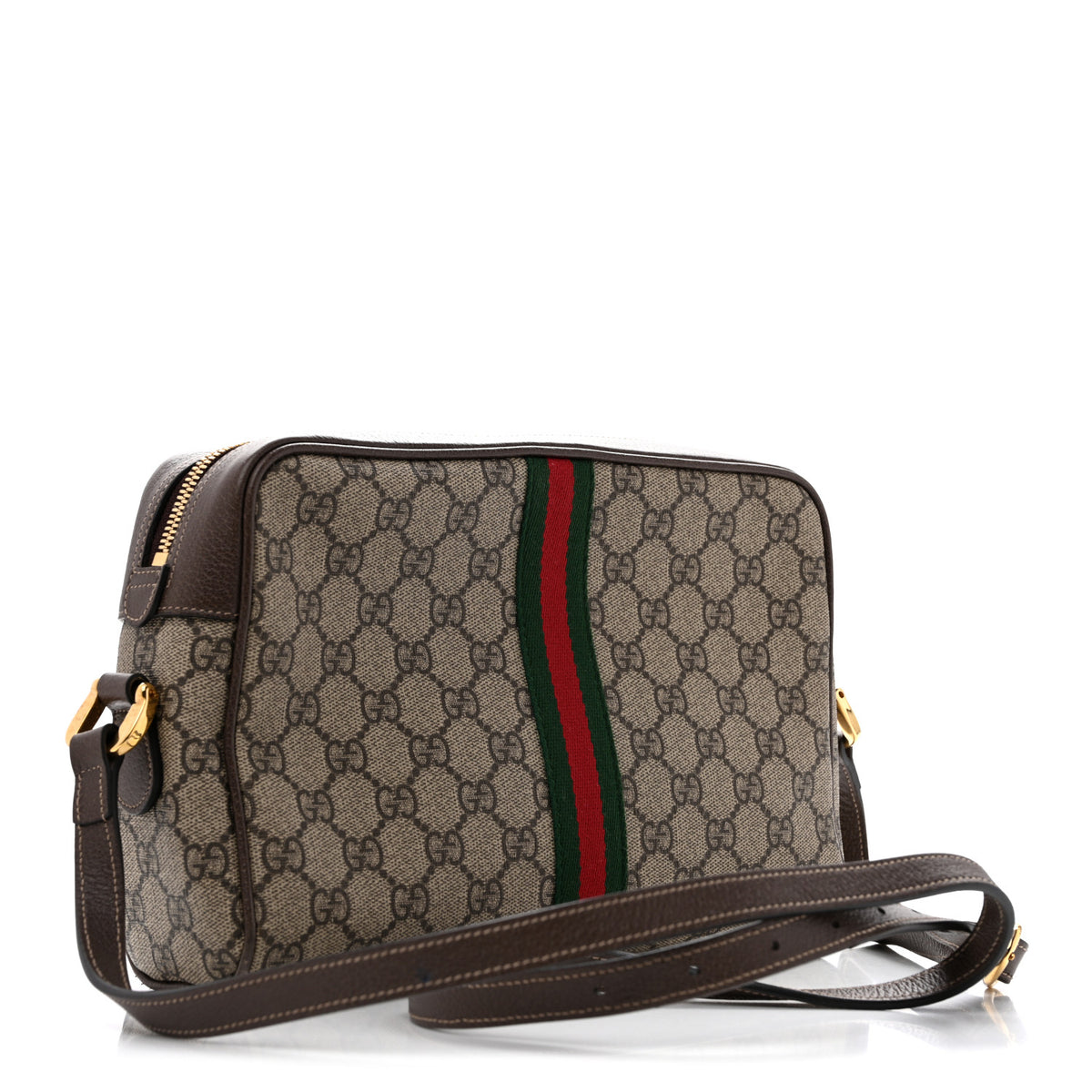 GG Supreme Monogram Web Small Ophidia Shoulder Bag Brown