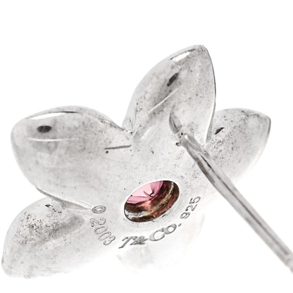 Tiffany Sterling Silver Pink Tourmaline Flower Stud Earrings 4 of 4